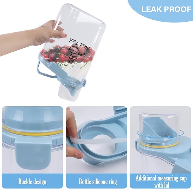 Bird Seed Storage Container,2.8L Airtight Bird Food Container with Handle and Measuring Cup,Portable Pet Food Container for Wild Bird Sunflower Seed-BPA Free Transparent/Blue-NeatNest