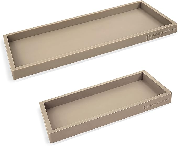 Countertop and Vanity Tray - 2 PC (11” and 7”) Shatterproof Silicone Kitchen and Bathroom Trays for Counter, Kitchen Soap Dispenser Tray, Vanity Trays for Bathroom, Perfume Key Tray-NeatNest
