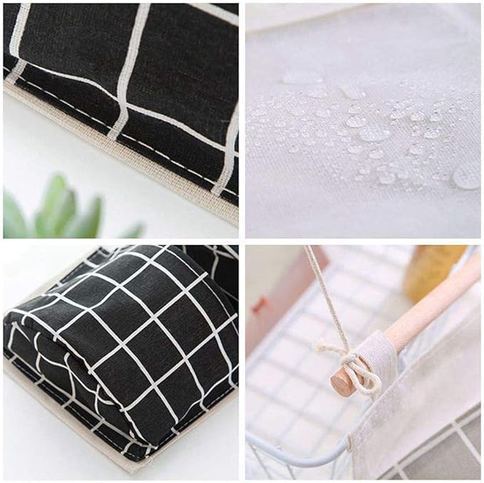 AUHOKY 3Pcs Wall Closet Hanging Storage Bag, Premium Linen Fabric Over The Door Organizer, Hanging Storage Pouches with 3 Pockets for Bedroom Bathroom - Waterproof & Stylish (Black/Gray/White)-NeatNest