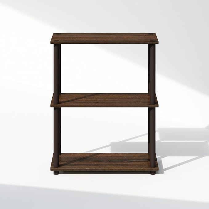 Furinno Turn-N-Tube 3-Tier Multipurpose Compact Bookcase, Walnut/Brown