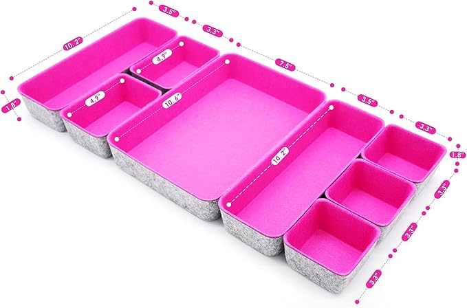 Welaxy desk drawer organizers tray for office suppliers entryway catchall key holder makeup crafts pens decluttering 8-piece back to school (hot pink)-NeatNest