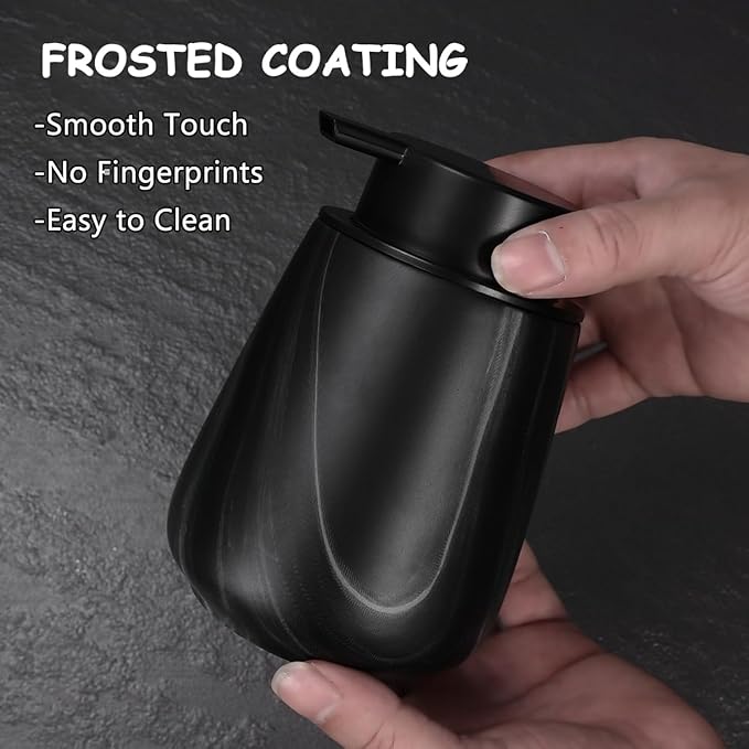 12Oz Ceramic Liquid Soap Dispenser - Modern Lotion Hand Soap Dispenser with Easy-to-Press Black Pump, Reusable and Refillable Dish Soap Dispensers for Bathroom & Kitchen, Marble Black-NeatNest