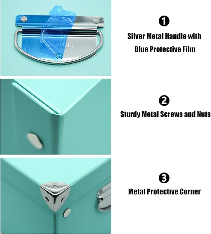GUOZI Collapsible Storage Box, Decorative Memory Box with Lid & Metal Reinforced Corners, Cardboard File Bin with Handles, Organizer Gift Box for Keepsake Toy Photos Office Nursery Wardrobe Bookshelf-NeatNest