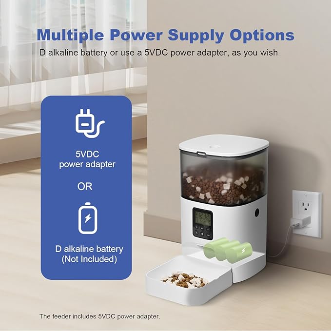 Automatic Cat Feeder, 4L Cat Food Dispenser with 10s Voice Recorder, Pet Feeder up to 8 Meals per Day, Timed Dog Feeder with Dry Food Sealed Ring (White, 4L-Basic)-NeatNest