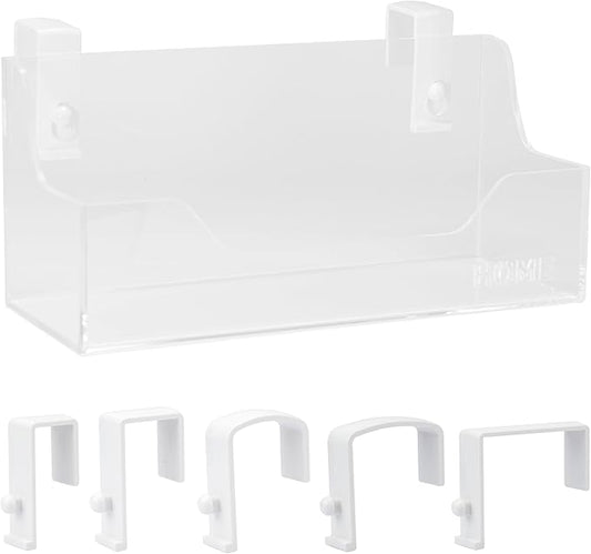 Bedside Caddy Hanging Storage Basket Little Size Plastic Beside Shelf Hang-on Storage Organizer for Collage Dorm Bunk Bed,Changing Table - Bedroom Essentials for Phone,Mini Speaker,Tissues (Clear)-NeatNest