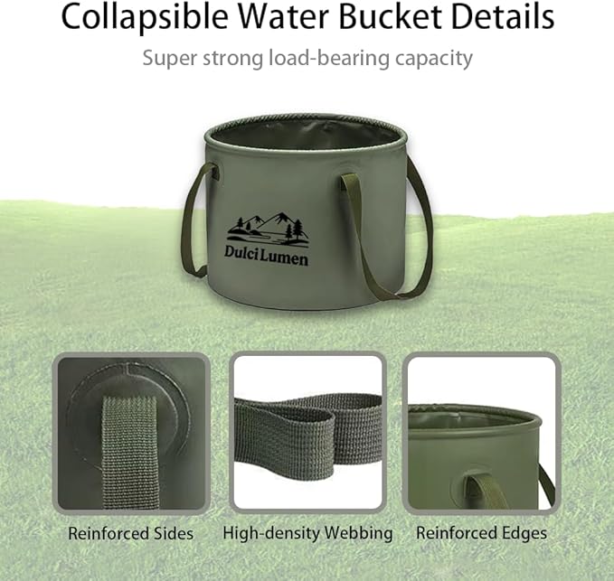 Multifunctional Collapsible Water Bucket: Portable Water Container for Camping - Wash Basin with Handles & Reinforced Sides for Outdoor Travel Fishing Hiking Car Washing - 2.6 Gallon (10L)