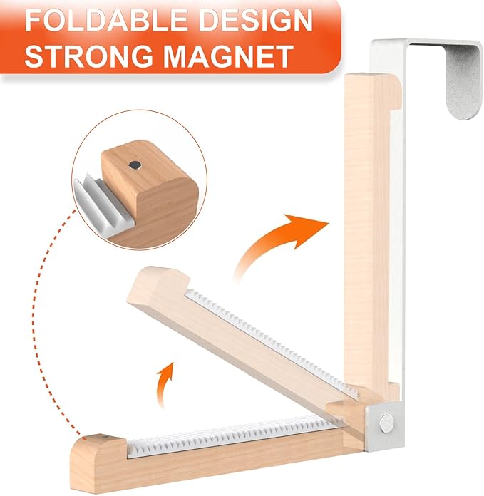 2-Pack Over Door Hooks, Foldable Heavy Duty White, Space-Saving Hangers for Coats, Towels & Robes - Bathroom, Bedroom, Closet Organizer