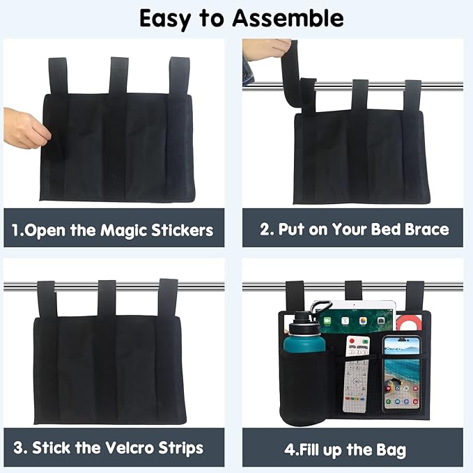 Bedside Storage Caddy, Bunk Bed Storage Bag, Hanging Bedside Organizer for TV Remote Control, Phones, Tablets, Bedside Pocket for College Dorm Rooms Baby Bed Rails, Hospital, Camp-NeatNest