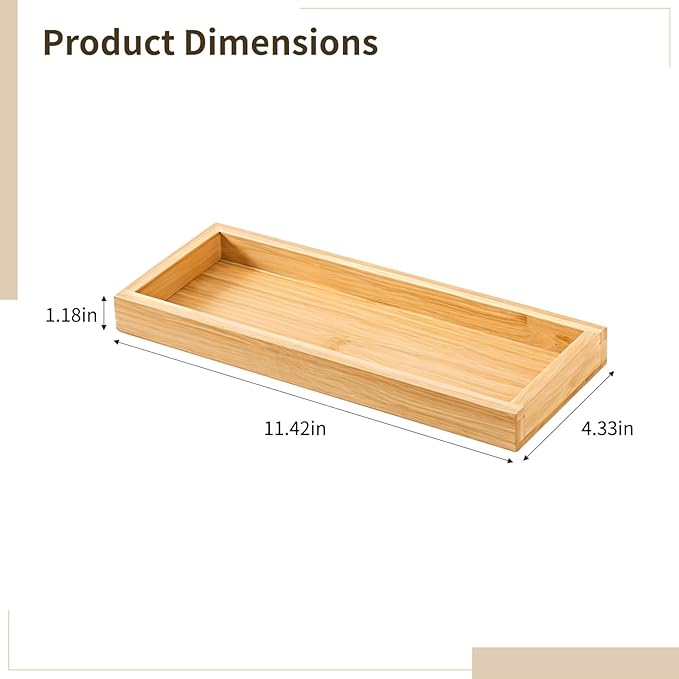 Bamboo Utensil Organizer Set, Small Silverware Organizer with Two Versatile Trays, Wooden Drawer Storage Solution for Kitchen Essentials, 29 x 11 x 3 cm, Natural Finish