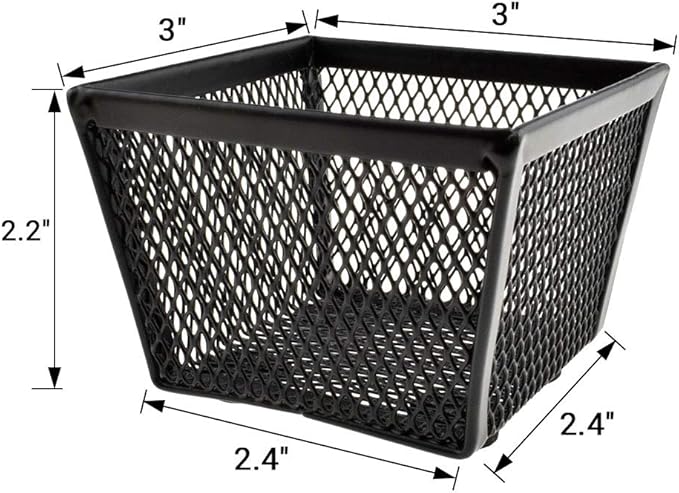 HAHIYO Stackable Paper Clip Mesh Holder Cup 2.2" Height 4 Pack Sturdy Paperclip Holder Container for Desk Drawer Organizer Collection for Home Office School Black Silver Soft Foam Feet No Sharp Edges-NeatNest
