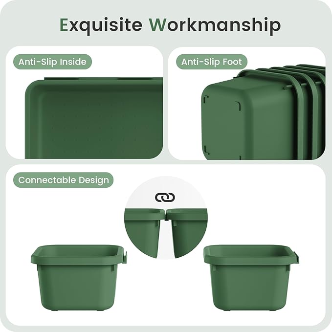 A-LuGei 22Pcs Army Green Minimalist Plastic Drawer Organizer, Storage Bins for Vanity, Bathroom, Kitchen, Office, Craft Room-NeatNest
