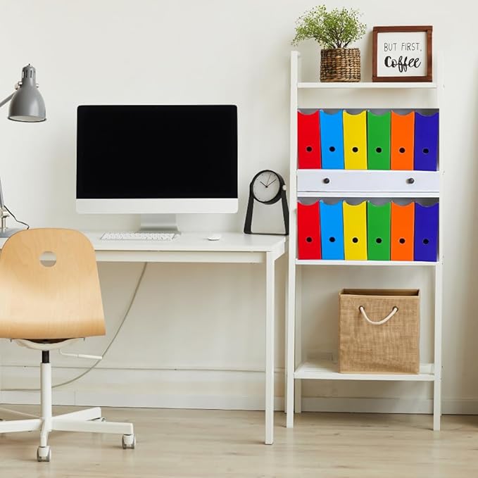 Evelots Magazine File Holder Organizer Box (6, 12, or 24 Pack) Storage for Desk and Shelves Multiple Color Options - Includes Labels for Organization