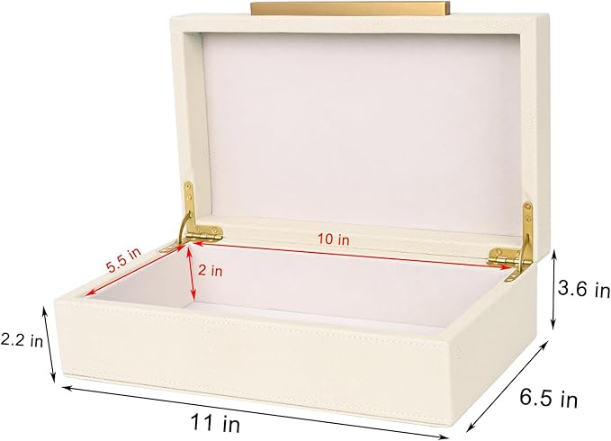 Beige Shagreen box Faux Leather Decorative Boxes,Keepsake And Memory Storage Decorative Boxes with Lids for Modern Home Decor Jewelry Box Organizer-NeatNest