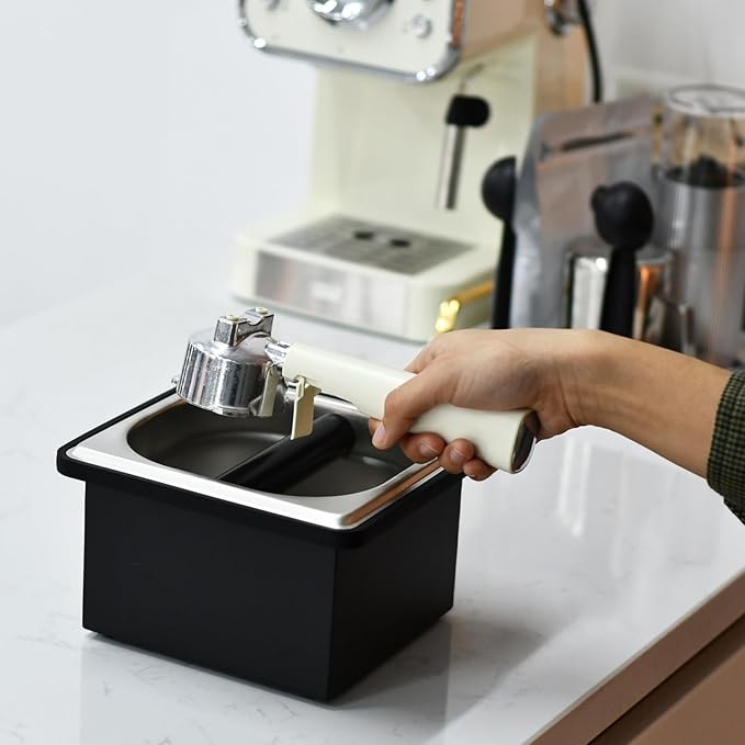 Espresso Knock Box, Stainless Steel Coffee Knock Box Large Capacity Coffee Pucks Container Espresso Machine Tool for Coffee Ground (Small)-NeatNest