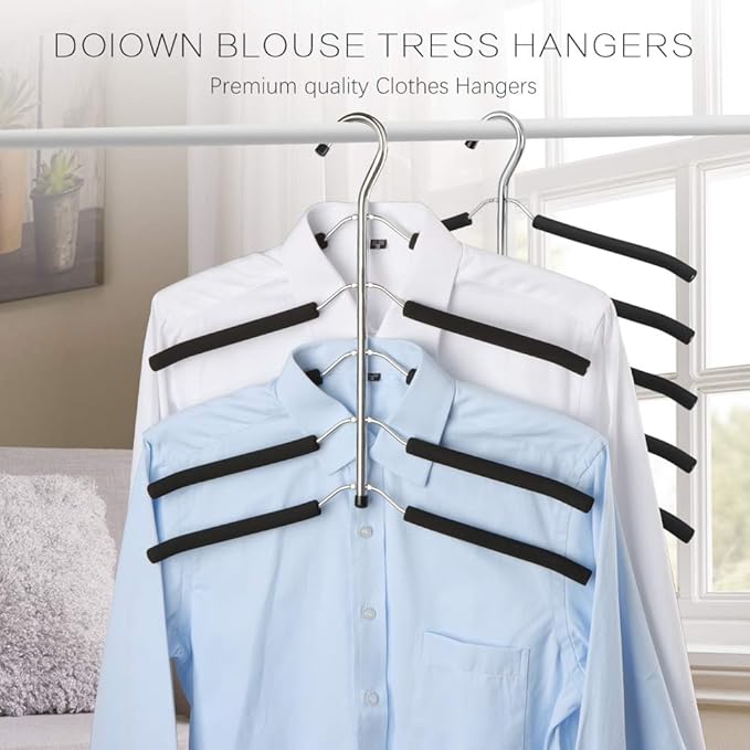 DOIOWN Blouse & Shirt Hangers - Non Slip Space Saving Stainless Steel Closet Organizer (4)-NeatNest