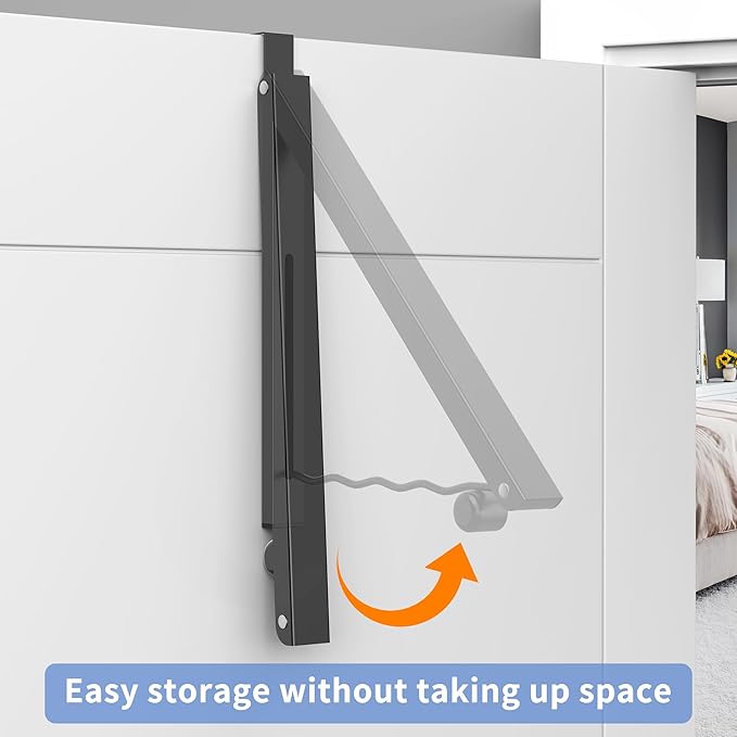 Clothes Drying Rack for Laundry Room Organization,Foldable Over The Door Drying Racks for Saving Space, Black 1 Pack