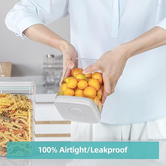 Ankou Food Airtight Containers (1500ml) 1.5 Qt Pop Up Food Formula Container With Lids, Bpa-Free One Button Open Stackable Container for Coffee Tea Brown Sugar Cereals - 8 Labels - Clear-NeatNest