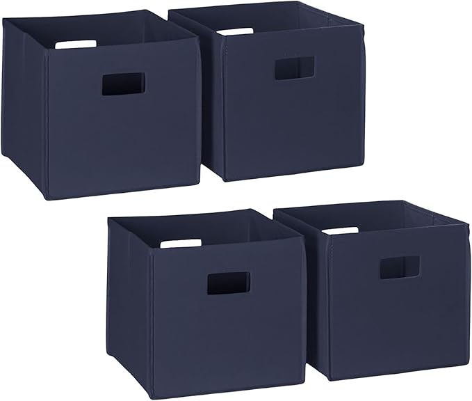 RiverRidge Folding Storage Bins with Handles Navy Cube Storage Organizer for Closet, Bedroom & Playroom - Closet Organizers and Storage Set of 4-NeatNest