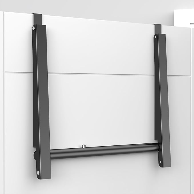 Over The Door Drying Racks for Laundry, Expandable Foldaway Clothes Rail, Suitable for Doors in Bedrooms, Dorms, and Bathrooms, 2 Racks and a Rod, Black