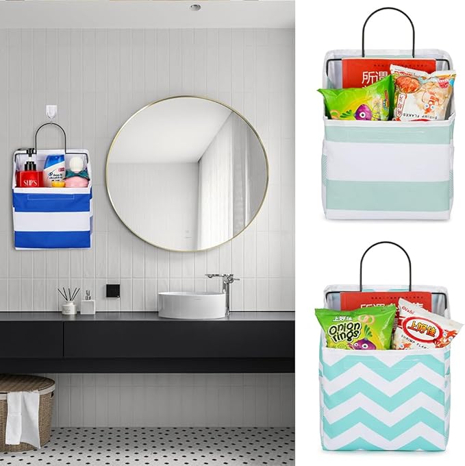 ACQTULOU Wall Hanging Storage Bag, Over The Door Closet Organizer Hanging Pocket Linen Cotton Organizer Box Containers for Bedroom, Bathroom-NeatNest
