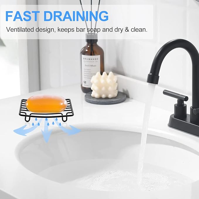 Bar Soap Dish Holder for Shower Bathroom Stainless Steel Rust Proof Self Draining, Black-1 Pack-NeatNest