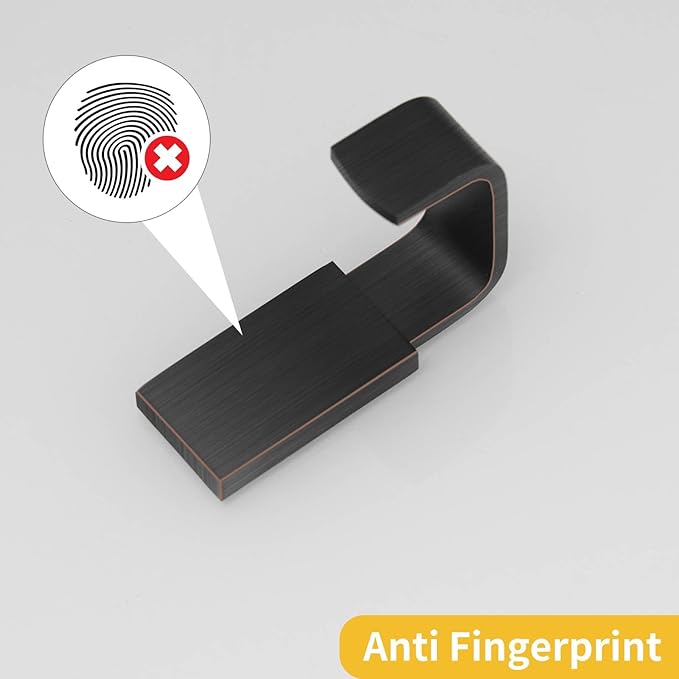 BESy Brass Clothes Hook Single Towel Hook for Bathroom Kitchen Garage Square Style Robe Hooks Coat and Hat Hook, Self Adhesive with Glue or Wall Mounted with Screws, Four Packs, Oil Rubbed Bronze-NeatNest