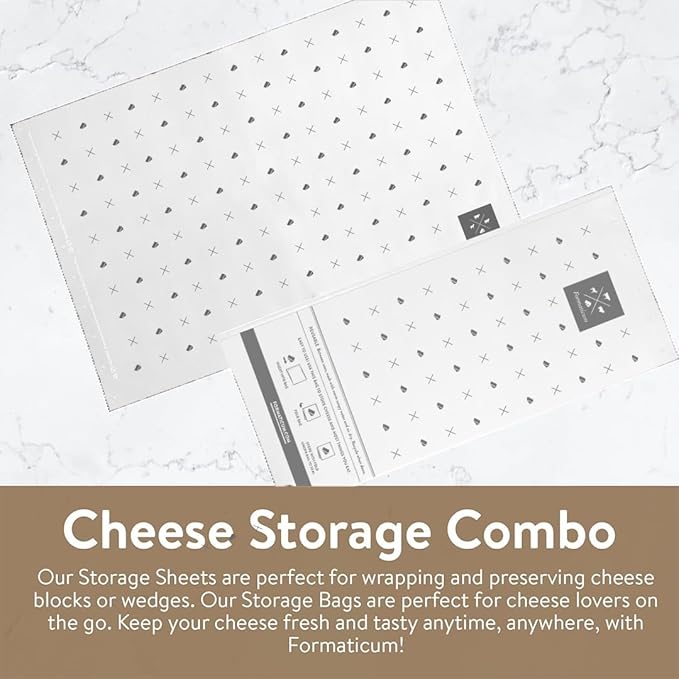 Formaticum - 10-Pack Reusable Cheese Storage Bags | Size 5" x 11" | Professional-Grade Cheese Strorage Bag | Store Cheese, Sandwiches, and Charcuterie | Kitchen Organization | Manufactured in Germany