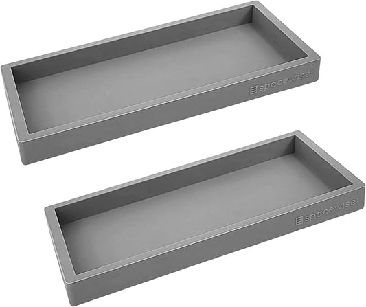 Countertop and Vanity Tray - 2 PC Small 7.7" Silicone Bathroom Trays, Kitchen Soap Tray, Dish Sponge Soap Holder Kitchen Sink Organizer Caddy, Bathroom Counter Trays for Lotion Dispenser-NeatNest