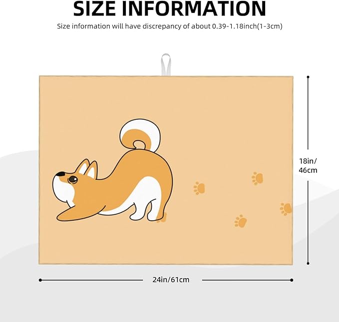 Cute Yellow Dog Paw Print Dish Drying Mat 18x24 For Kitchen Counter Absorbent Microfiber Dishes Pad Dish Drainer Rack Mats Fast Dry Kitchen Accessories-NeatNest