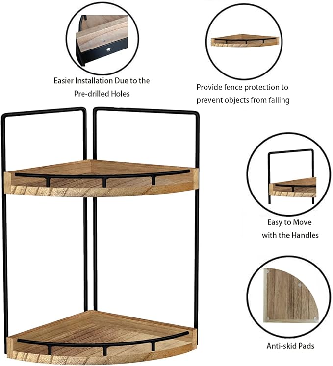 Dorhors 2-Tier Bathroom Counter Organizer,Vanity Counter Corner Shelf, Skincare, Wood Countertop Bathroom Storage and Organization for Kitchen (Brown)-NeatNest
