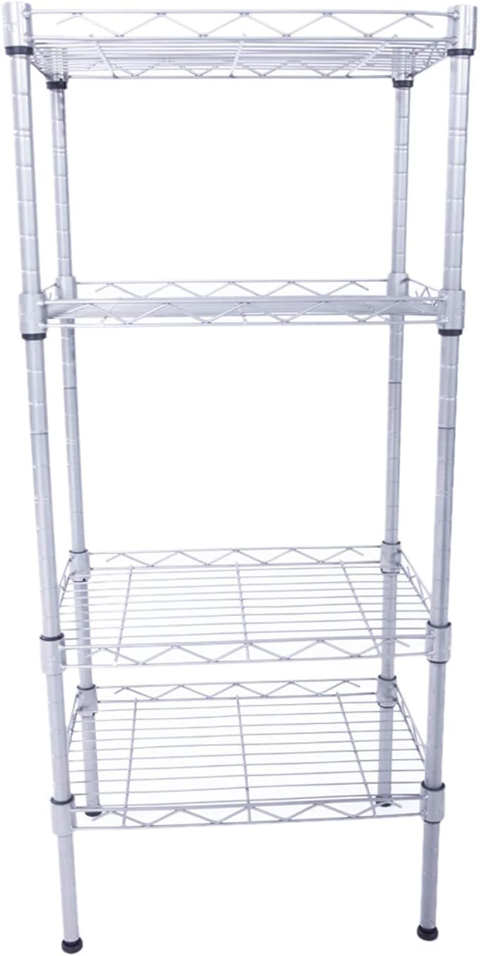 4 Tier Adjustable Storage Shelf Metal Storage Rack Wire Shelving Unit Storage Shelves for Pantry Closet Kitchen Laundry Bathroom (Silver9-4-Tier)