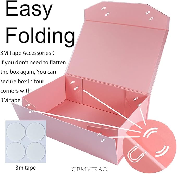 1Pcs Pink 13x9x4 Inch Upgrade Hard Large Gift Box with Lid, Foldable Magnetic Gift Boxes,Groomsman Box Bridesmaid Proposal Box, Reusable Gift Boxes for Clothes-NeatNest