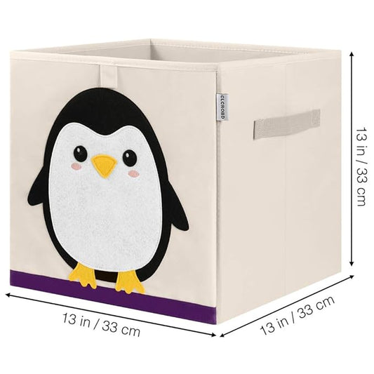 CLCROBD Foldable Animal Cube Storage Bins Fabric Toy Box/Chest/Organizer for Kids Nursery, 13 inch (Penguin)-NeatNest