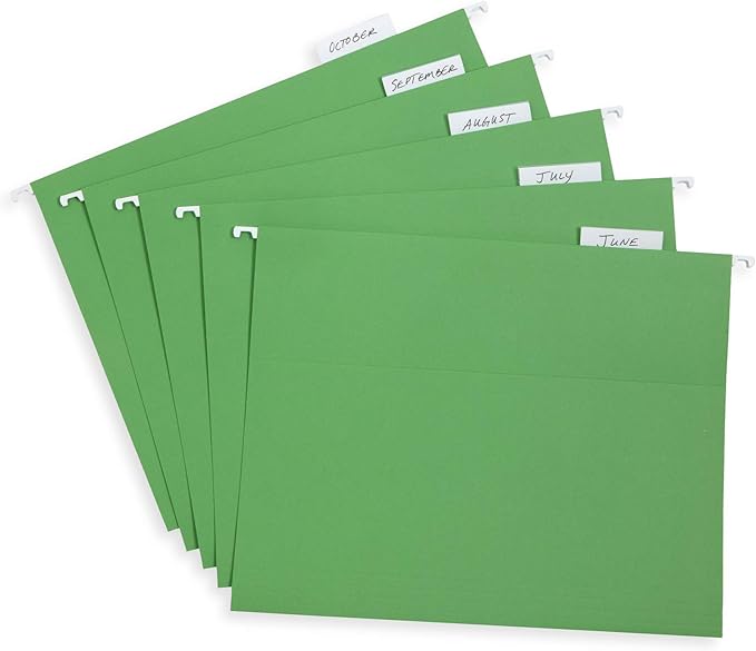 Blue Summit Supplies Hanging File Folders, 25 Reinforced Hang Folders, Designed for Home and Office Color Coded File Organization, Letter Size, Green, 25 Pack-NeatNest