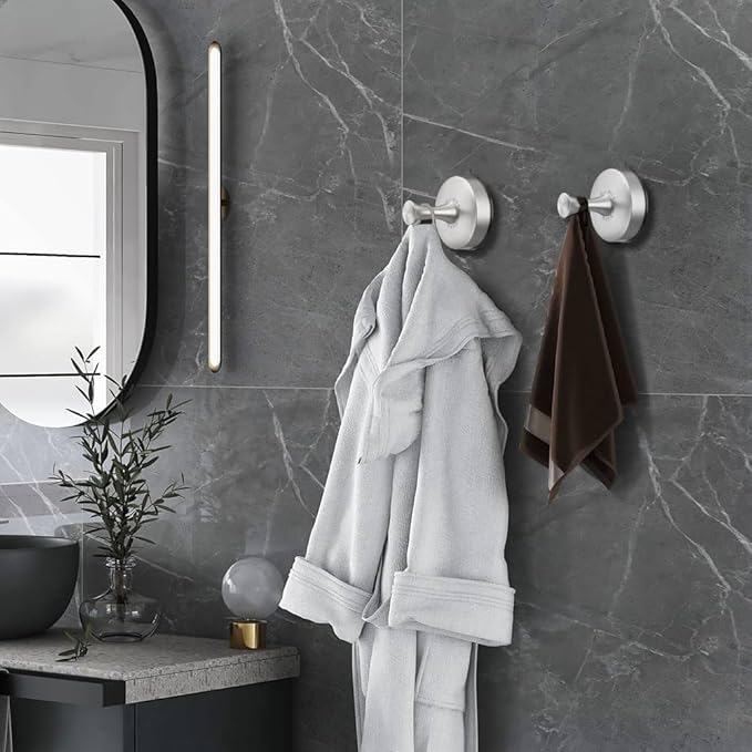 DGYB Suction Cup Hooks for Shower 2-Pcs Heavy-Duty 15LB Max Load, 304 Stainless Steel & PVC, No Drill Bathroom Wall Hooks for Towels, Robe, Loofah (Brush)-NeatNest