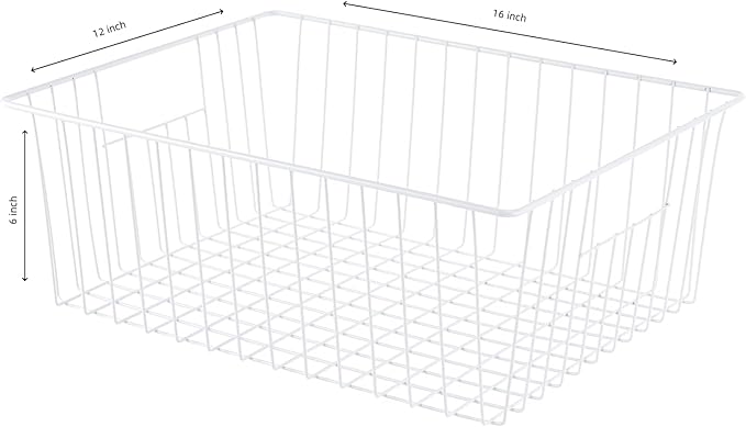 Freezer Organizer Bins, Upright Freezer Baskets for 16, 17, 21 cu.ft Standup Freezer, Wire Storage Baskets with Built-in Handles, 4Pcs, White