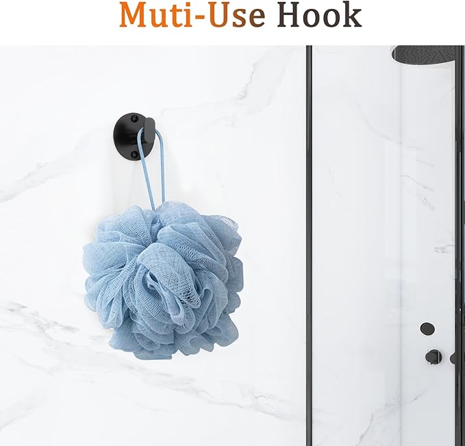 Matte Black Bathroom Hardware Set, VOTZAAQ 24-Inch Towel Bar, Towel Racks for Bathroom, Robe Towel Hanger Hooks, Toilet Paper Holder, Bathroom Accessories Set, 4-Pieces