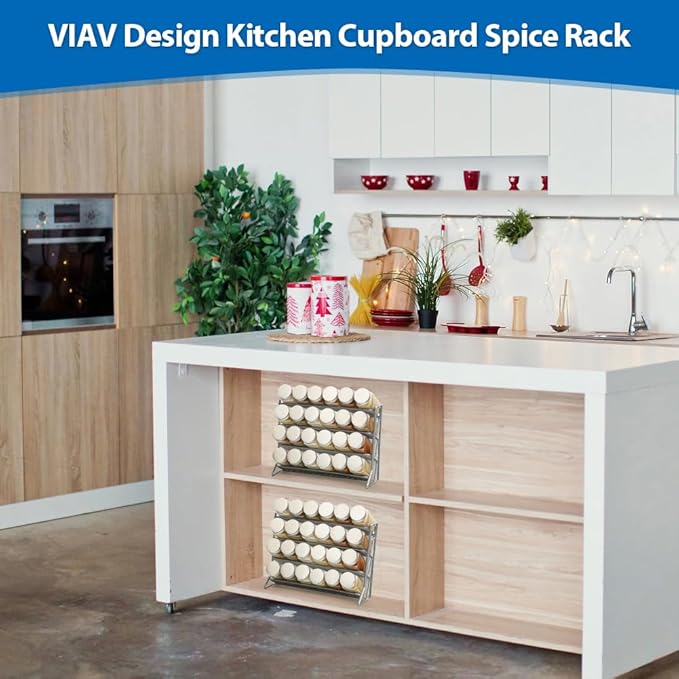 1PCS 4Tier Spice Rack for Counter Free Standing,Spice Rack for Inside Cupboard Hanging Wall Mounted Spice Seasoning Organiser Spice Jars Bottle Organizer for Kitchen Pantry(Silver)-NeatNest