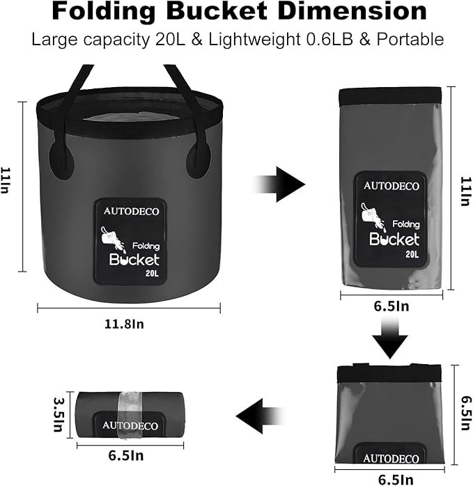 AUTODECO Collapsible Bucket 5 Gallon Container Folding Water Bucket Portable Wash Basin