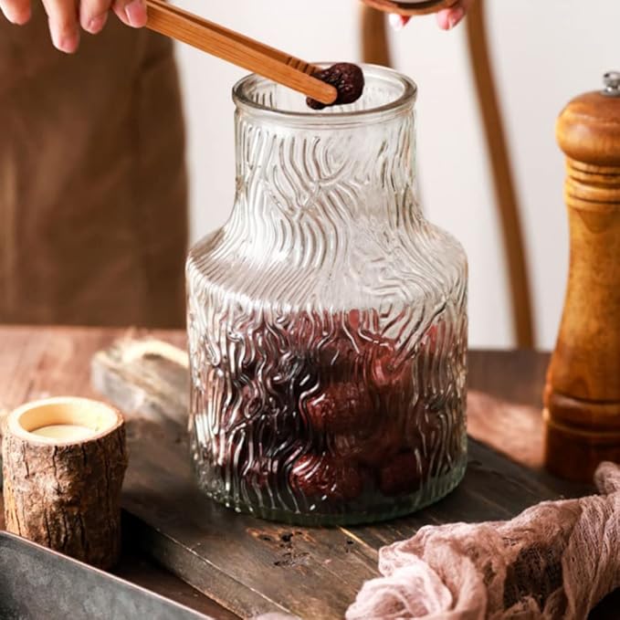 ANSQU Vintage Large Glass Storage Jar, 59 FL OZ Glass Food Storage Container, Cookie Jar