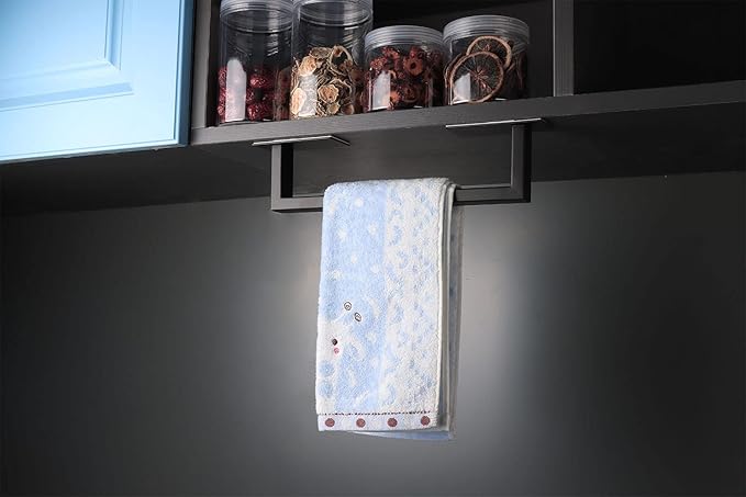 Bathroom Towel Bar Self Adhesive, No Drilling Towel Rack Easy to Install,Hand Towel Holder Made of Premium Stainless Steel Sticky on Hand Towel Hanger for Kitchen, Toilet(12IN, Black)-NeatNest