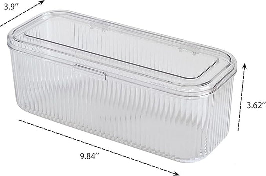 Clear Pen Organizer with Lid, Plastic Desk Drawer Accessories Storage Box for Home Office and School Classroom Organization, Art and Crafts Case for Marker, Pencils, Stationery-NeatNest