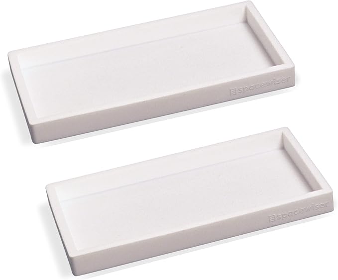 Countertop and Vanity Tray - 2 PC Small 7.7" Silicone Bathroom Trays, Kitchen Soap Tray, Dish Sponge Soap Holder Kitchen Sink Organizer Caddy, Bathroom Counter Trays for Lotion Dispenser-NeatNest