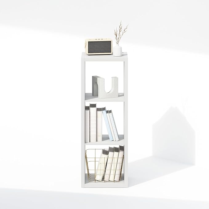 Furinno Cubic Open Back Multipurpose Clothing & Closet Storage Organizer Shelf, 3-Cube, White