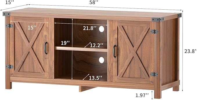 JUMMICO TV Stand, 65 Inch TV Farmhouse Entertainment Center with Double Barn Doors and Storage Cabinets, Console TV Table Media for Living Room, Bedroom (Walnut)-NeatNest