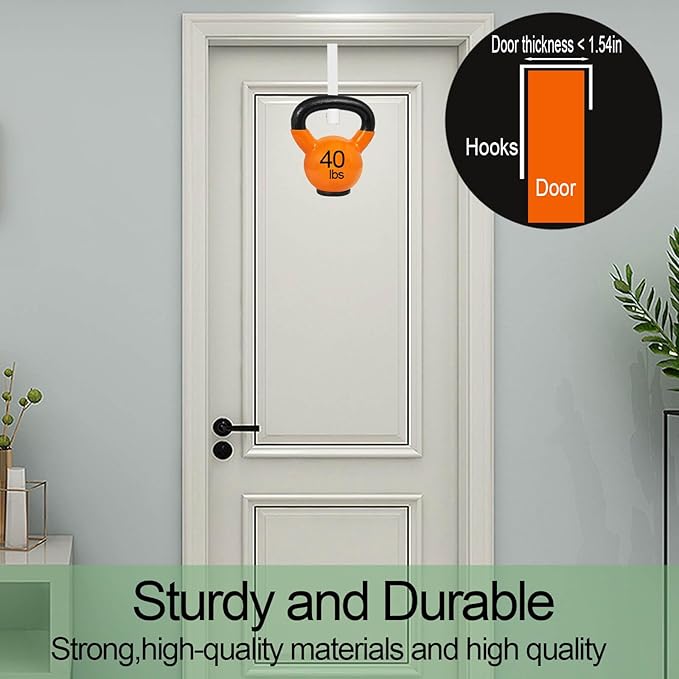 2 Pack Over The Door Hooks Hanger, Sturdy Foldable Over Door Drying Rack for Clothes, Coats, and Towels, Bedroom Bathroom, White