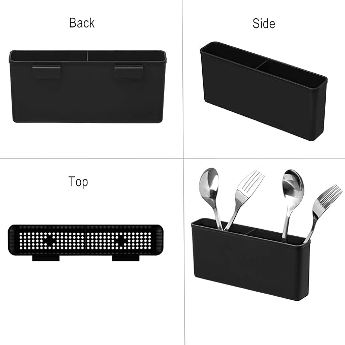 iPEGTOP Expandable Multifunctional Dish Drying Rack, Over The Sink, in Sink Or On Counter Dish Drainer Basket Shelf with Black Utensil Silverware Holder, Rustproof Stainless Organizer