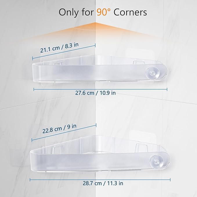 Sotfamily Shower Caddy Corner, 4 Pack Adhesive Corner Shower Shelves for Bathroom Organizers and Storage, Rust Free Plastic Rack for Bathroom Accessories & Decor, Crystal