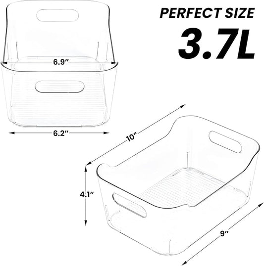 Clear Plastic Storage Bins, Set of 12, Multi-Use Organization and Storage Containers for Pantry, Cabinet, Refrigerator, Freezer, Bathroom, Organizer Bins for Home & Kitchen-NeatNest
