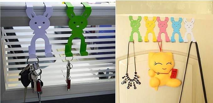 eywlwaar Cute Over The Door Hooks Sturdy Metal Single Hooks for Hanging Coats,Towels,Clothes and More 5 Pack